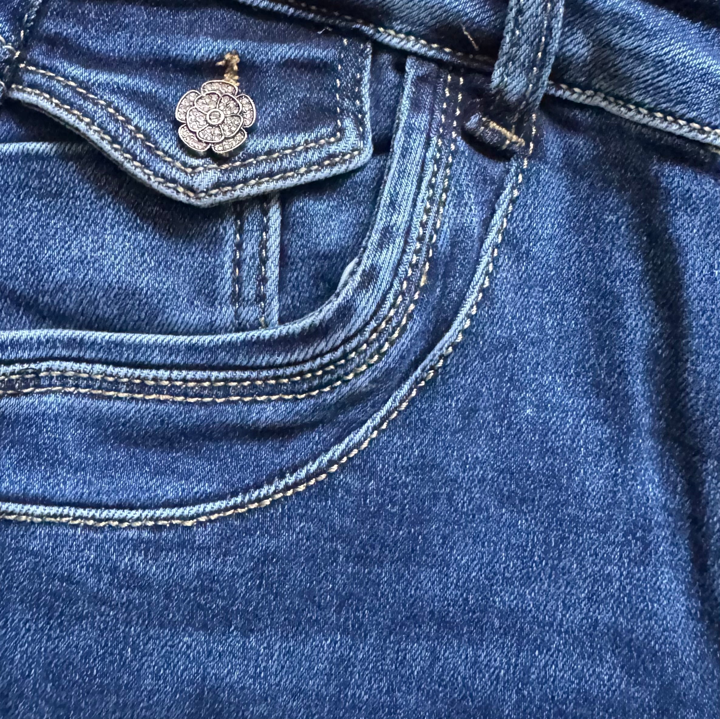 blue denim straight leg jeans