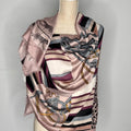 pink and grey pattern scarf