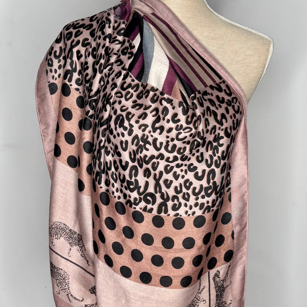 pink and grey pattern scarf