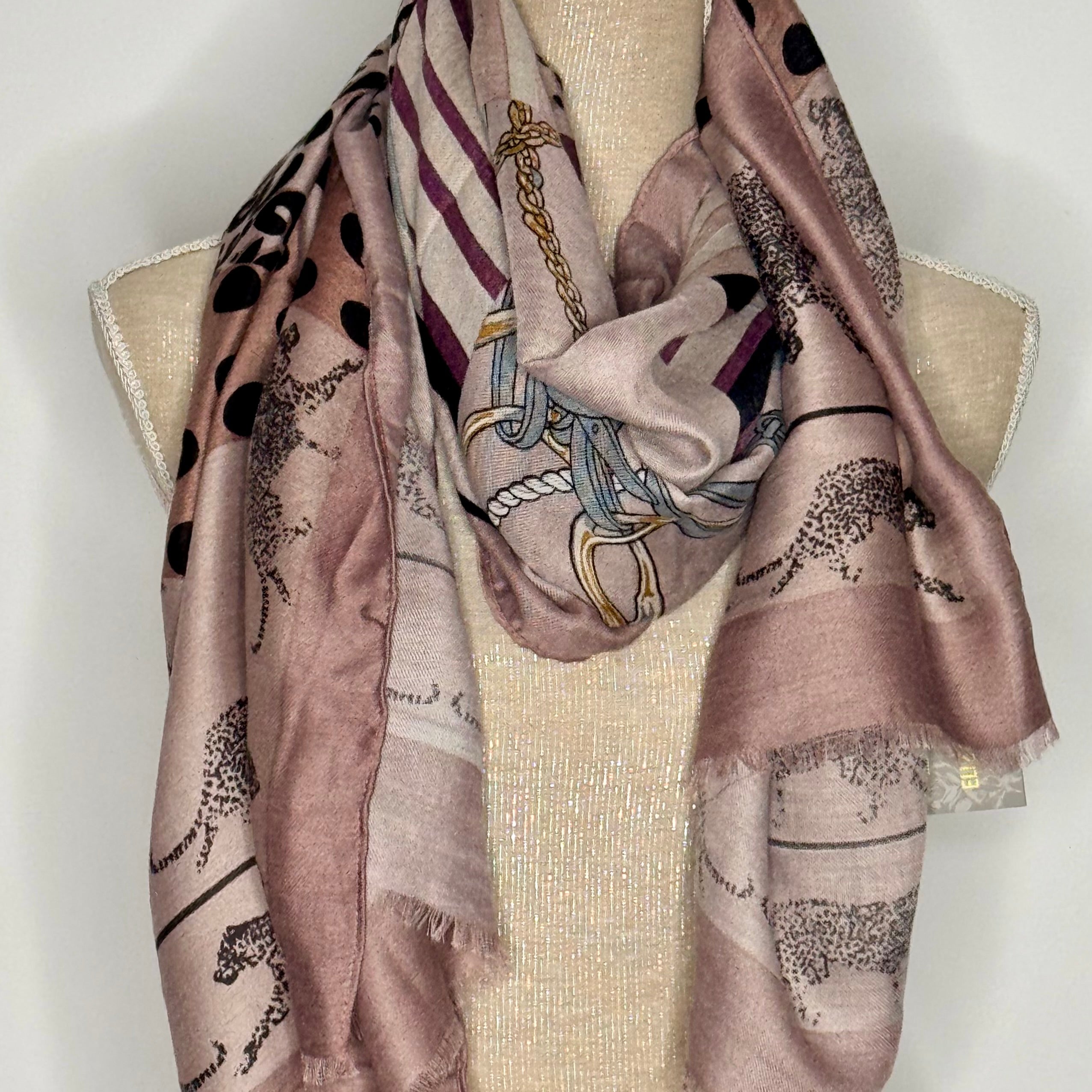 pink and grey pattern scarf