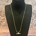 short fine snake chain with t-bar pendant
