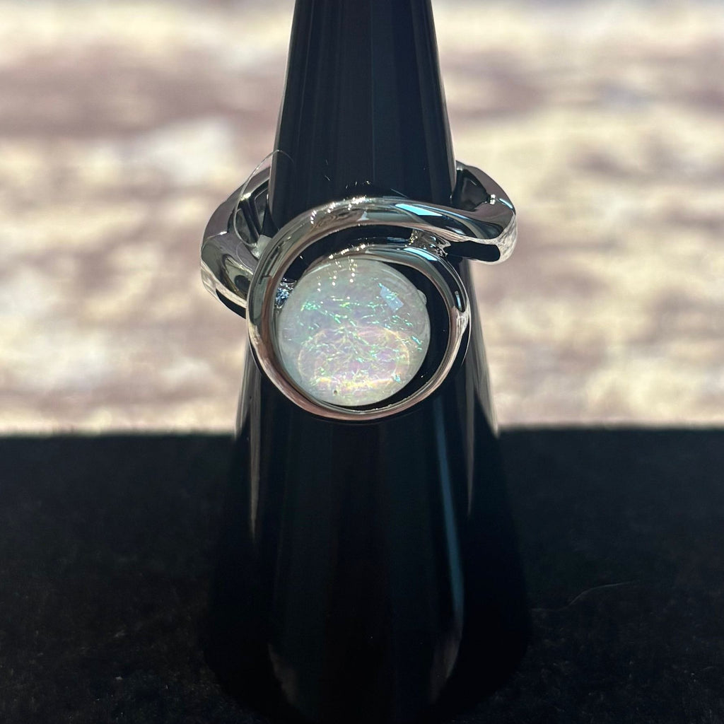spiral ring with resin stone