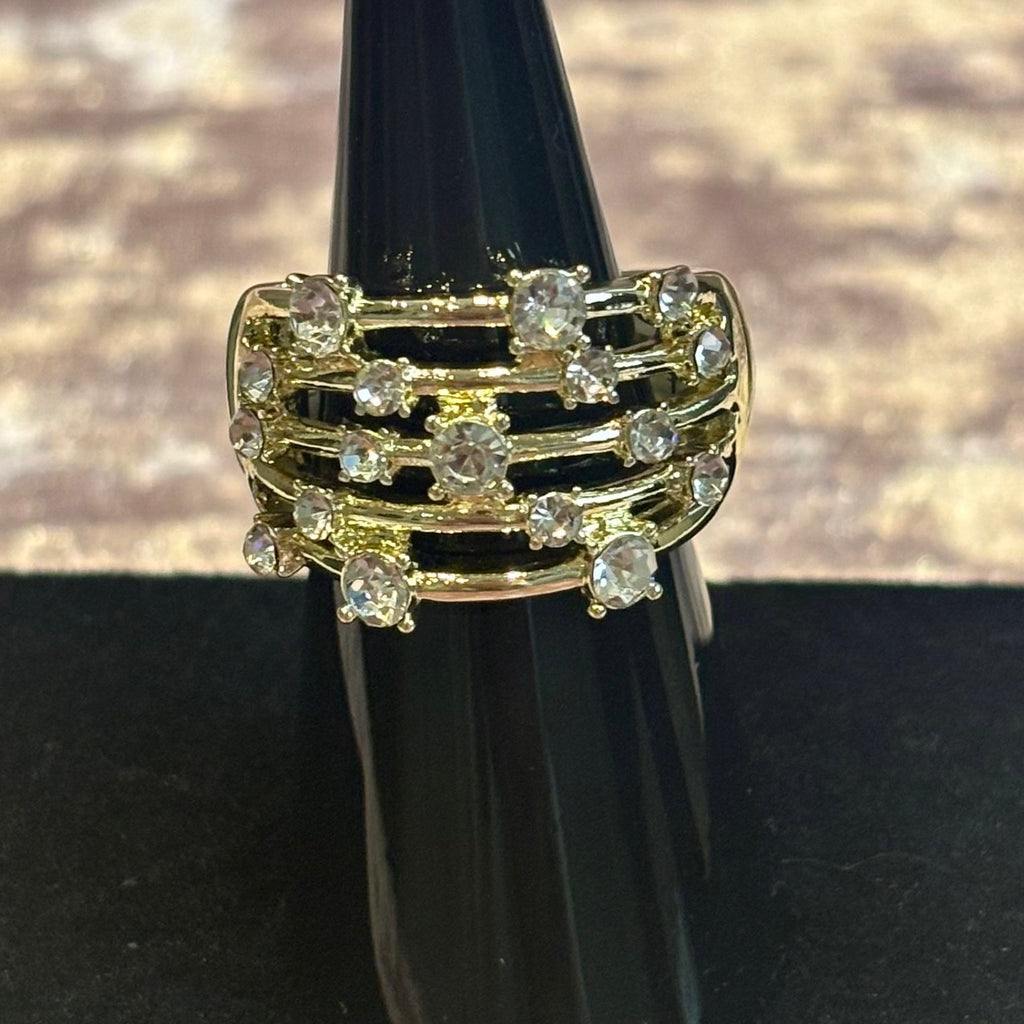 wide multi strand crystal ring