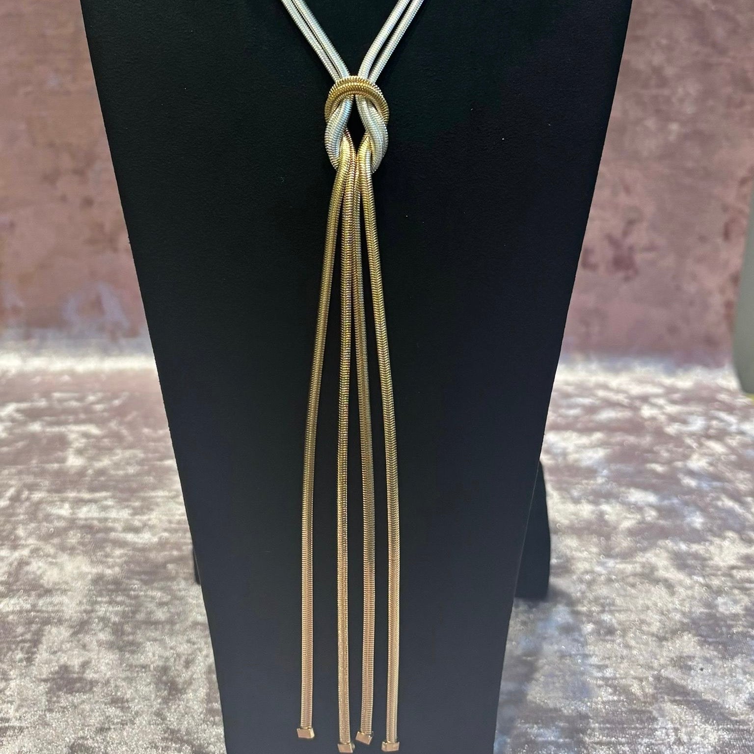gold and silver mix, snake chain, 'knot' necklace