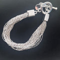 fine, short, silver multi strand bracelet