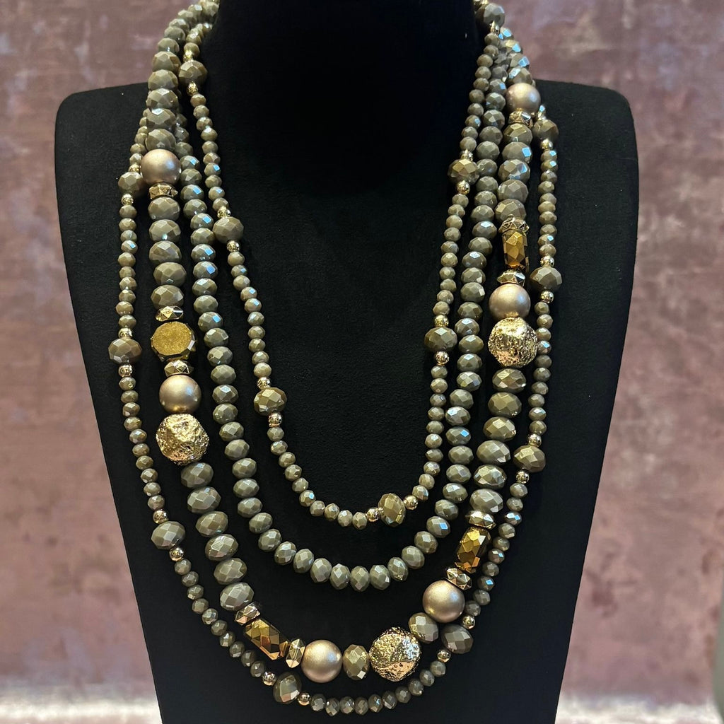 crystal bead multi strand necklace